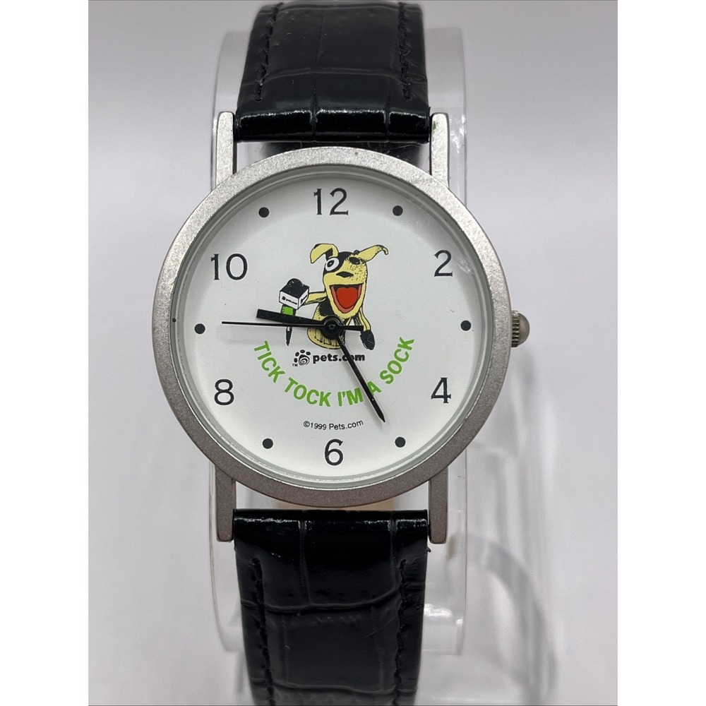 1999 Relic Tick Tock I'm In A Sock Watch Leather Band 33mm Case- New Battery